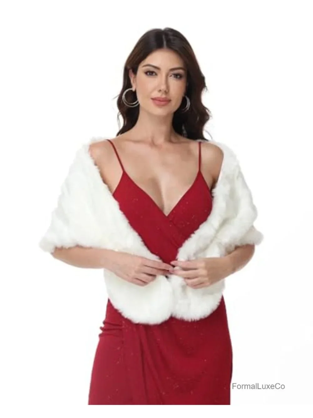 Faux Fur Shawl Wrap Long Women Faux Fur Stole Scarf Winter Neck Warmer